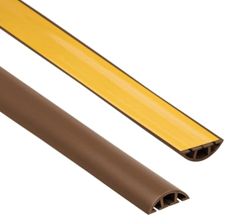 Quest Canaleta para Cables Autoadhesiva, Pasacables de Suelo de PVC - Ancho 40 mm - Guía de Cables para el Suelo, Protección Antitropiezos - Cubrecables con 3 Canales - Marrón