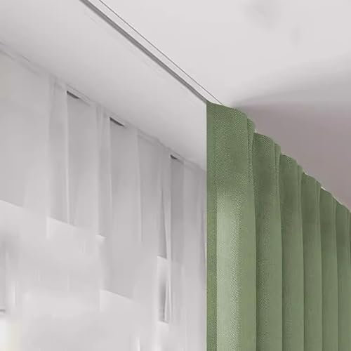 Weiße Deckenvorhangschiene, Aluminium, versteckte Hängeschiene für Raumteiler, Vorhänge, 5 m Länge, ideal für 3 3 m 4,6 m 6,1 m 9 m Decken.