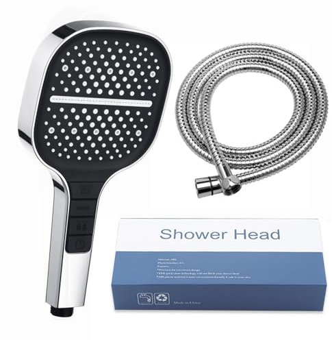 KIMIGO Soffione Doccia,Soffione Doccia Alta Pressione con tubo da 1,5 m,7 modalità di getto e ugelli in silicone anti-calcare,doccino per doccia universale,cromato e montabile senza attrezzi