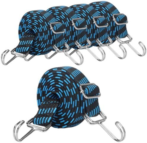 Spanngummi mit Haken, 4 Stücke 1M Verstellbar Spanngummi mit Haken, Expander Spanngurte, Verstellbar Gepäckspanner für Fahrrad Motorrad Autotransporter Camping Blau
