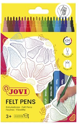 Jovi - FELT PEN, Pennarello a tratto fine, punta fine, astuccio 24 colori, punta da 2 mm