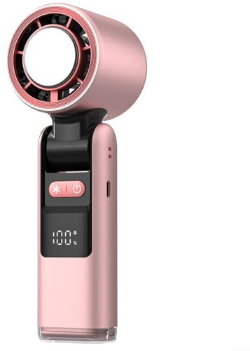 UTTASU Ventilador portátil USB mini ventilador de mano 100 velocidades Turbo pantalla digital enfriamiento de alta velocidad para acampar al aire libre viaje hogar oficina blanco negro rosa (rosa)