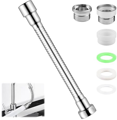 Rallonge Robinet Cuisine 30 cm Flexible 360° Acier Inoxydable | 11.8 in, Universelle, Pour Salles de Bains, Balcon, Toilettes
