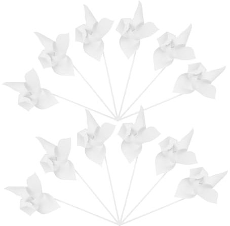 ibasenice 12pièces Moulin à Vent Blanc à Colorier Papier Vierge Kit De Bricolage pour Garçon Fille Décoration Extérieure Personnalisable