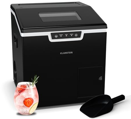 Klarstein machine à glaçons Icefestival Bullet - 20 kg/24 h, 400 W, glaçons et glace pilée, réservoir 3 L, panneau LED, auto-nettoyage, pour bars, événements, maison, noir