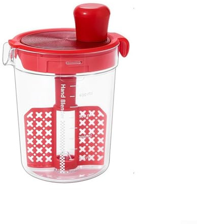 Práctico y multifuncional mezclador de salsa con tapa para una cocción óptima y almacenamiento de alimentos (rojo)