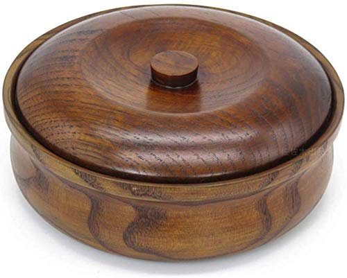 Bol de service en bois - Saladier avec couvercle pour fruits, légumes, soupe et pâtes - Design en bois de jujube durable