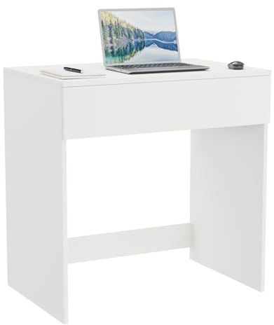 ComfortCove Computertisch mit Schublade, Schminktisch, 75 cm, Weiß | Schreibtisch für Laptop, Gaming Tisch, Platzsparender Tisch zum Lernen, Arbeiten
