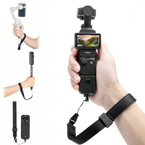 Action Kamera Handschlaufe für DJI Osmo Pocket 3 Griff,Kameragurt Nylon mit 1/4 20 Schraube für Insta 360 X5/X4/X3,Osmo Mobile 7P/7/6/Se Band Lanyard Selfie Stick Handgelenk Kette Action Cam Zubehör