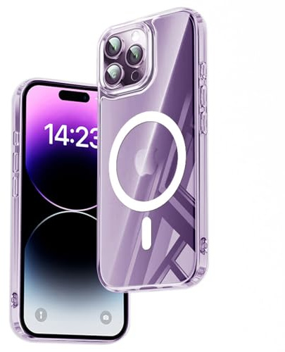 TEOPHA Magnetic Clear Case for iPhone 14 Pro Max (6.7-Inch) Compatible with MagSafe, Shockproof Anti-Scratch Phone Bumper Cover for iPhone 14 Pro Max - Clear
