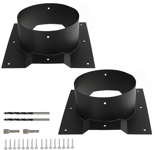 8 Inch Shipping Container Roof Vent Adapter 8 for Whirlybird Turbines, Round Chimney Caps and Corrugated Roof Window Vents, 2 Pack, Black