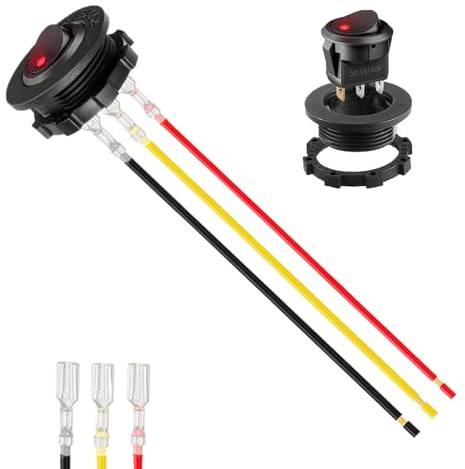 Ein Aus Schalter, 3 Poliger Kippschalter Mit Beleuchtung, 28 mm Bohrloch Beleuchteter Schalter Rot LED 12V für Wohnmobil Lkw Marinefahrzeug