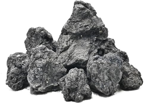 Natural Volcanic Lava Rock Stones for Fire Pit 4-9 Natural Rocks for Fish,Fire Bowls,Gas Log Sets,Fireplaces,Decorative Landscaping & Outdoor Garden Projects-15lb 6-7pcs