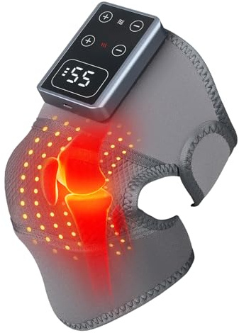 Masajeador de Rodilla 3 en 1 para Artrosis y Alivio del Dolor, Rodillera Térmica Inteligente con 5000mAh, Calor Infrarrojo 5 Niveles, Electropulse y Vibración, Dispositivo Inalámbrico