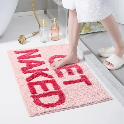 LustLocke Badezimmerteppich 40x60 cm Get Naked Badematte Rutschfests 3D Badteppich rutschfest Waschbar Weich Badvorleger rutschfest Waschbar Duschvorleger Badematten für Badezimmer Schlafzimmer Hotel