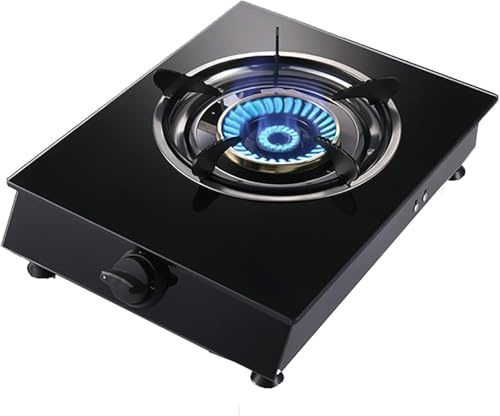 GPECTIFO Bruciatore IBOWZ Fornello a Gas Piano Cottura a Gas Stufe a Gas Piano Cottura a Gas Portatile Bruciatore Singolo a GPL Vetro temperato Nero Catering Fornello da Campeggio a Gas
