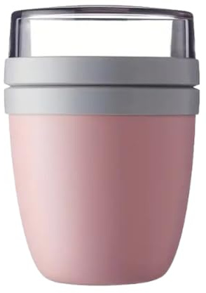 WEGLOK Müslibecher to go, praktischer Joghurtbecher to go - Unterteilung für Joghurt & Müsli - Geeignet für Gefrierschrank, Mikrowelle & Spülmaschine - 500 ml + 200 ml - Rosa