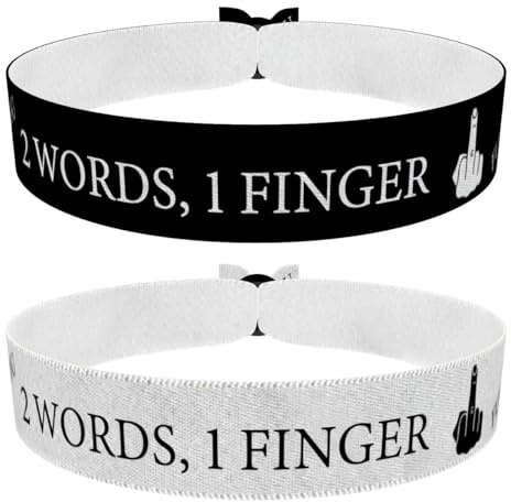 Druck-Palast Stoffarmbänder schwarz und weiß Mittelfinger Design - Satin Armband - modisches Accessoire - Unisex Stoffarmband - langlebig und wasserfest - Freundschaftsarmband - Festival
