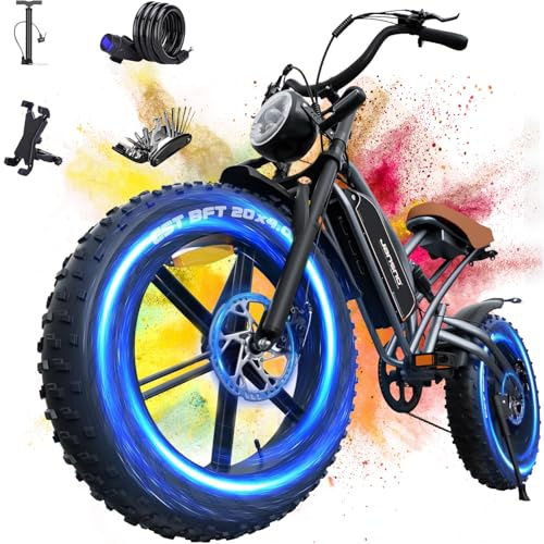 X50 20 Zoll Fat Tire E-Bike für Erwachsene, 90NM Bürstenloser Motor, 48V17Ah abnehmbarer Lithium-Akku, 7-Gang Schaltung, NFC-Karte, Dual-Stoßdämpfer Ebike, Offroad Elektrofahrrad für Stadt und Gelände