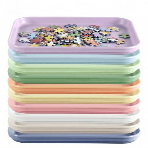 Gykutix Lot de 10 Plateau Plastique Petit Plateau Repas Antidérapant Plateaux de Service Rectangulaire Trieur Puzzle 20x15 cm pour Fruit Dessert, Cuisine, Café, Boulangerie, Artisanat (10 Couleurs)