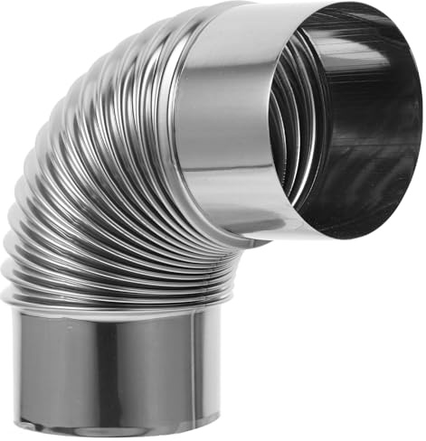 EXHUMKY Codo de Chimenea de Acero Inoxidable 90 Mm para Estufa de Leña, Tubo de Escape Resistente al Calor para Calefacción, Accesorio de Repuesto para Sistema de Combustión Doméstico