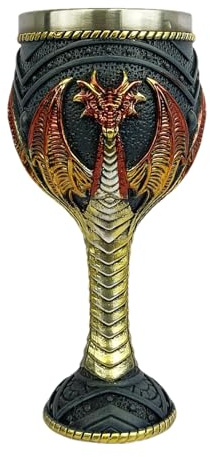Verre à vin dragon - Matériau en acier inoxydable, design gothique, forme de calice, finition dorée décorative, gobelet élégant | pour Halloween, Noël, fête catholique, banquet médiéval, cosplay