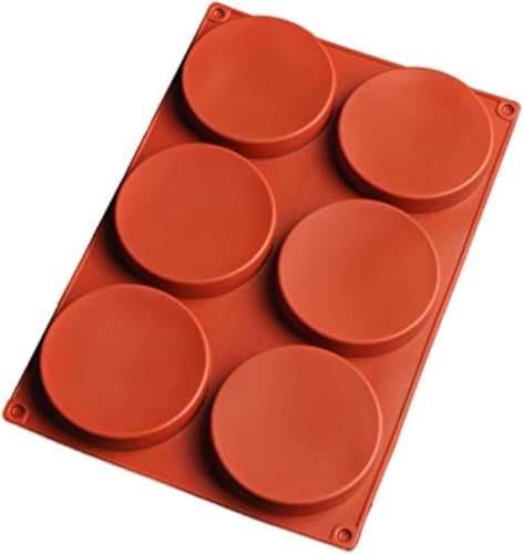 6-Cavity 4inch Silicone Large Round Disc Cake Mould, Non-Stick Cake Pan Baking Mold for Mousse Cake, Pie, Pudding, Custard, Resin Coasters, Handmade Soap