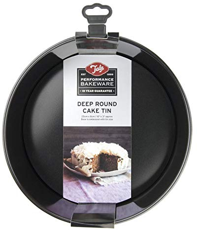 Tala Runder Tiefer Backform Performance, Herausnehmbarer Boden, Hochwertiger Karbonstahl mit Antihaftbeschichtung Eclipse, 25 cm; Ideal für Festtagstorten