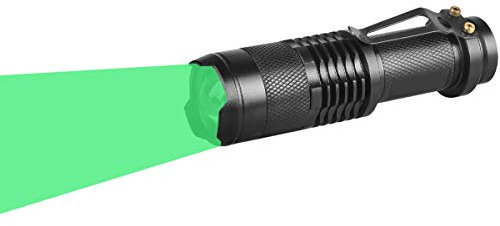 WAYLLSHINE Linterna LED Verde de un Modo, Mini Linterna LED Zoomable luz Verde, 1 Modo escalable de 150 Yardas Gama Noche Caza Linterna, luz LED Verde Brillante Linterna para Caza Nocturna
