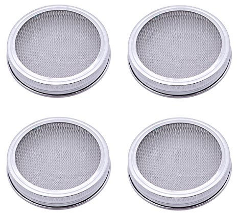BESTonZON 4 Stück Sprossen Deckel Edelstahl Sprießen Sieb für Einmachglas Sprossengläser (4pcs)