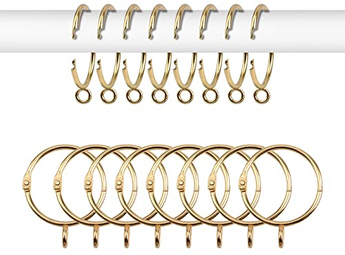 INCREWAY 16 Stücke Ringe Vorhang Clips, 38mm Gold Eisen Gardinenringe Leicht zu öffnen und Schließen