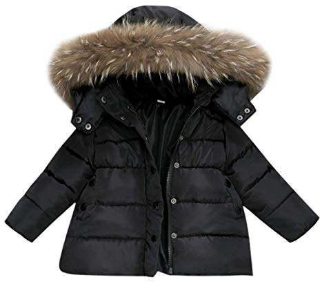 ShangSRS Cappotto con Cappuccio Piumino da Unisex Bambino Parka Zip Up Impermeabile Invernale 0-5 Anni (nero 2, 3-4 Anni)