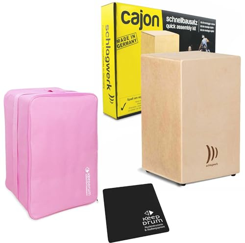 Schlagwerk CBA20S Cajon Bausatz + keepdrum Tasche Pink + Sitz-Pad Auflage
