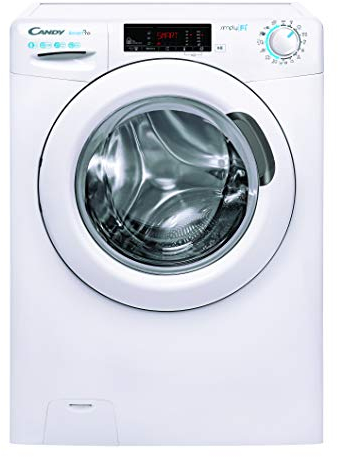 Candy Smart Pro CSO44 1285TE/2-S - Lavatrice da 8 kg, funzionamento intelligente con Wi-Fi e Bluetooth/Easy Iron - funzione vapore/pannello simbolo/profondità solo 46,9 cm, colore: Bianco