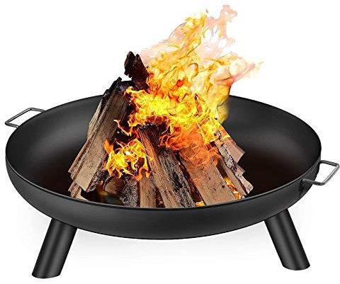 MHGLOVES Braciere Esterno con Griglia, Ø 59Cm Braciere da Giardino con Manici, Multifunzione Fire Pit per Riscaldamento/Barbecue per Giardino, Festa, Campeggio, 59X59x27cm