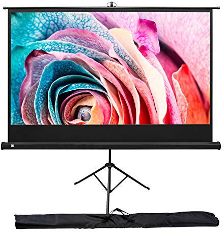 Kodak 100” Projection Screen | Portable Lightweight White 16:9 Projector Screen, Adjustable Tripod Stand & Storage Carry Bag | Adjustable Height & Easy Assembly for Home, Office, School & Church