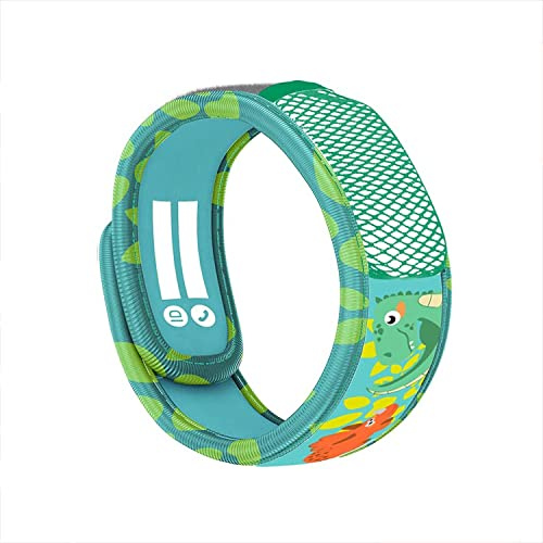 PARA'KITO Bug & Mosquito Bracelets for Kids | Mosquito Spray Alternative | Waterproof, Outdoor Insect Wristband w/Natural Essential Oils | Hiking, Trekking & Camping Accessories (Green Dinosaur)
