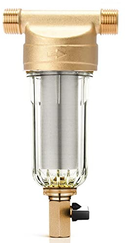 Mutuer Spin-Down Filtro Acqua sedimenti, depuratore Anteriore Rame prefiltro controlavaggio Rimuovere sedimenti ruggine raschiatore alloggiamento Incorporato(3/4 External Thread)