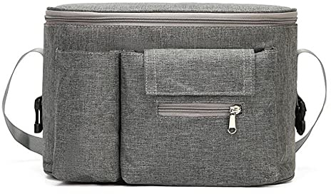 ZESLIV Baby Kinderwagen Organizer Kinderwagen Tasche Hängeaufbewahrung Organizer Flaschenhalter Becherhalter Grau