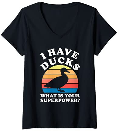 Mujer Tengo patos, ¿cuál es tu superpotencia? Pachas Camiseta Cuello V