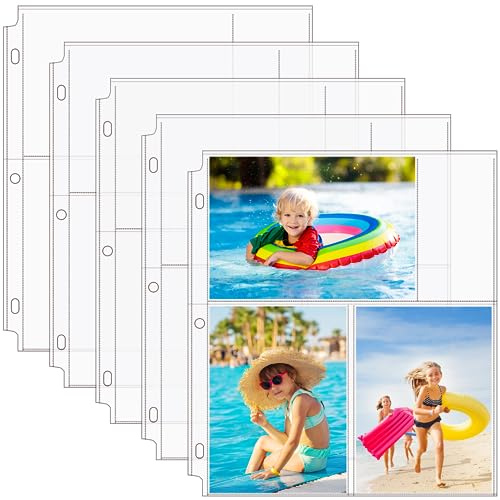 MaxGear 60 Pack 4x6 Photo Sleeves for 3 Ring Binder (360 Pictures), Heavy-Duty Archival Page Protectors, 3-Pocket Clear Photo Album Refill Pages, Plastic Seed Binder Pages 8.5x11, Postcard Sleeves