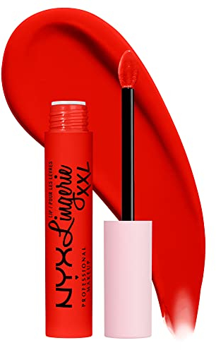 NYX Professional Makeup Rouge à Lèvres Liquide Mat Lip Lingerie XXL, Longue Tenue, Formule Vegan, Sans transfert, Teinte : On Fuego (27)