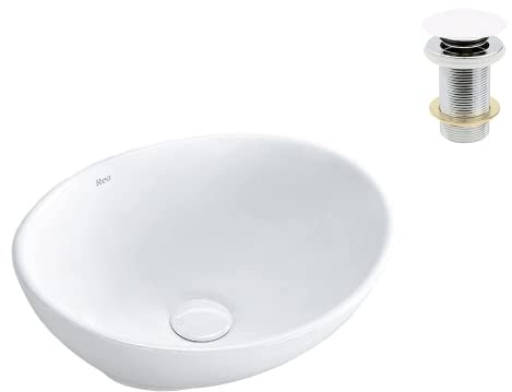 VBChome lavabo pequeño + fregadero con clic emergente, 34 x 27 x 13 cm, lavabo mini cerámica, blanco, ovalado, lavabo, lavabo, lavabo, lavabo, lavabo, lavabo, lavabo de invitados
