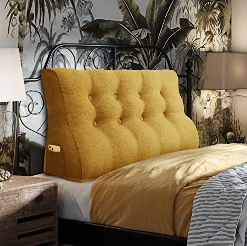 Johnear Rückenkissen Ergonomisch Gekrümmt für Sofa & Bett (Gelb, 140cm) | Ergonomisches Rückenkissen mit gekrümmter Form – passt sich der Wirbelsäule an, entlastet den Rücken. Waschbar.