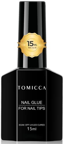 TOMICCA Nagelkleber Für Kunstnägel, 15ml UV Nagel Kleber 4 IN 1 Gel Nail Glue Extra Stark For Nail Tips Press On Nail Fake Nails