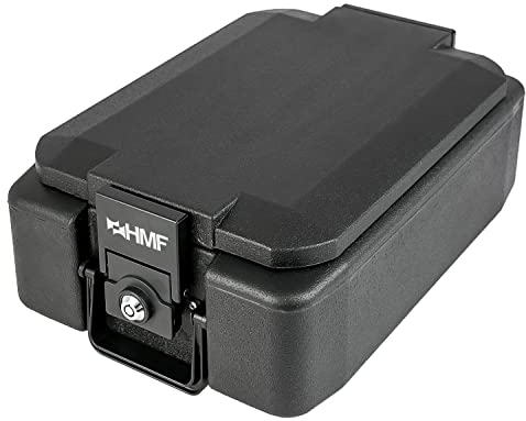 HMF Caja de documentos ignífuga DIN A4 vertical, caja para dinero con cerradura, 41 x 28 x 15,5 cm, color negro