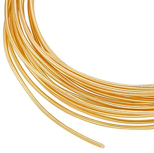BENECREAT 1.2mm 18K Vergoldeter Messingdraht Zur Schmuckherstellung, 3m | 17Gaguex9.84 Fuß, Gold Anlaufbeständiger Messing Basteldraht für Herstellen, Ringe, Armbänder, Schmuckherstellung, Handwerk