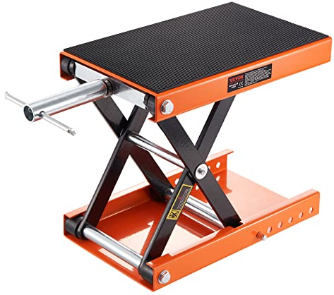 VEVOR Motorcycle Lift, 500 kg Motorcycle Scissor Lift Jack with Wide Deck & Safety Pin, 95-350 mm Center Hoist Crank Stand, Steel Scissor Jack for Street Bikes, Cruiser Bikes, Touring Motorcycles