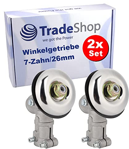 2x Trade-Shop Getriebekopf/Winkelgetriebe für 7-Zahn-Antriebswelle, 26mm Rohr kompatibel mit Falon-Tech, Grand, Schwarzbau, NAC Motorsense