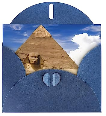 Biglietto di auguri con piramidi blu d'Egitto di alta qualità in carta perlata – 10,2 x 15,2 cm, per biglietti di compleanno e inviti